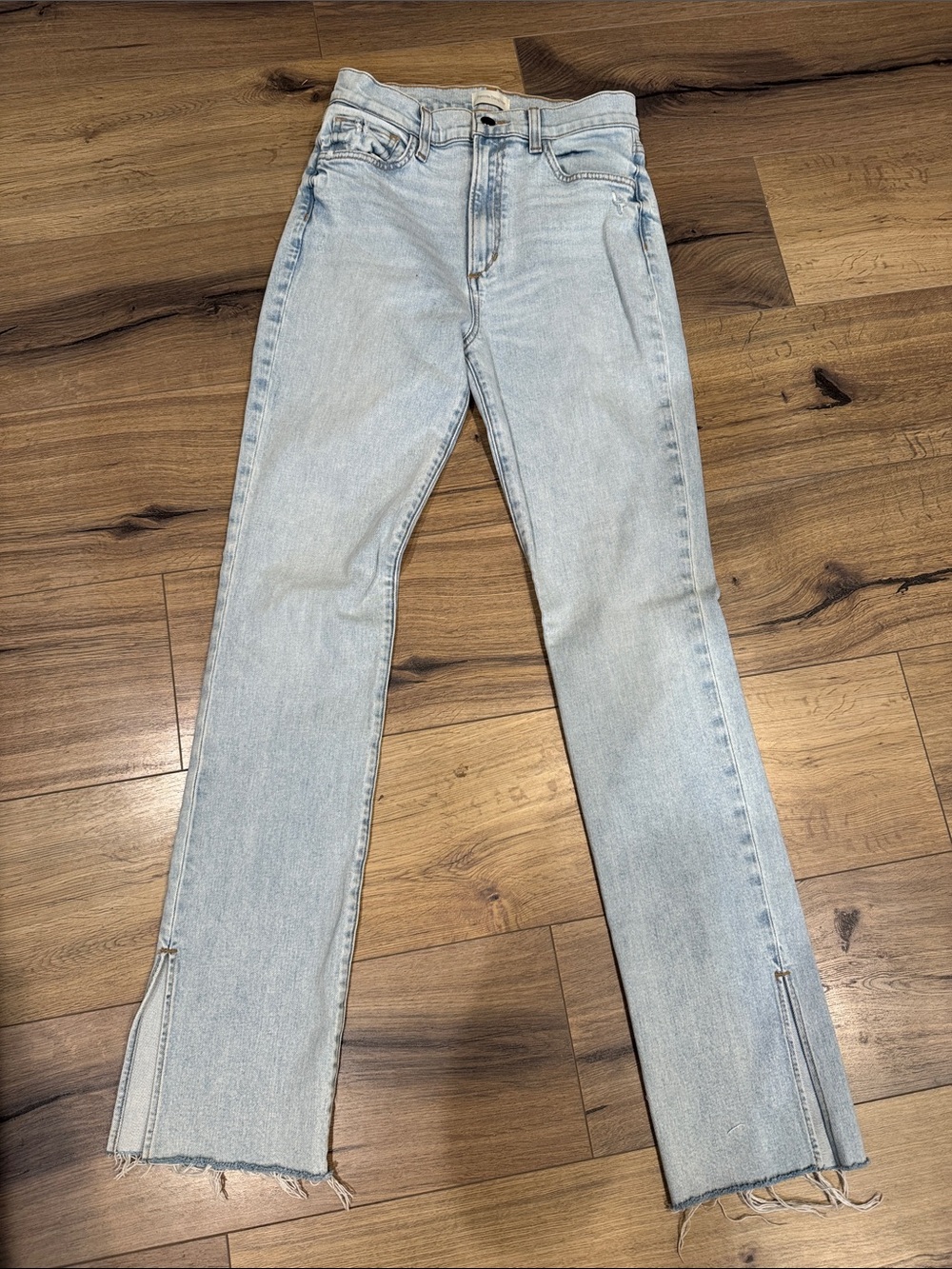 Favorite Daughter Light Blue Flare Jeans with Ankle Slits